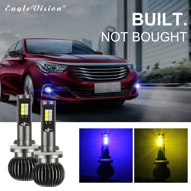2 PCS EV14 880 / 881 DC9-32V / 6W / IP67 Car LED Double Color Fog Light, Ice Blue Light + Amber Light
