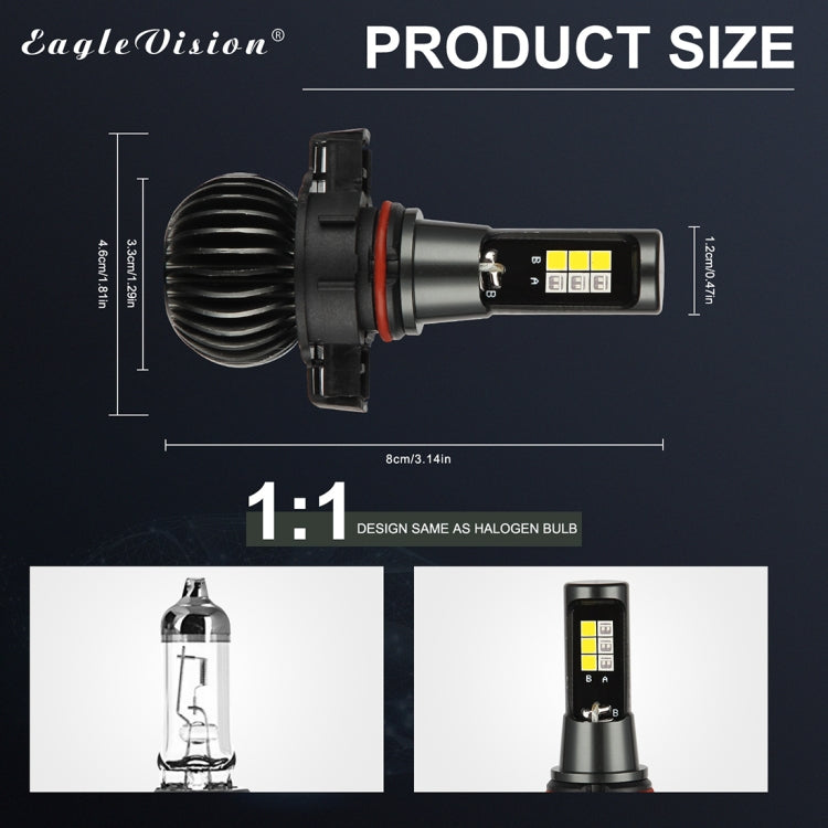 2 PCS EV14 H16 / 5202 DC9-32V / 6W / IP67 Car LED Double Color Fog Light, Ice Blue Light + Amber Light