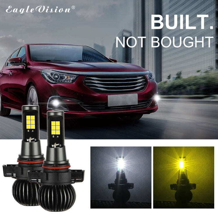 2 PCS EV15 H16 / 5202 DC9-32V / 6W / IP67 Car LED Double Color Fog Light, Cold White Light + Amber Light