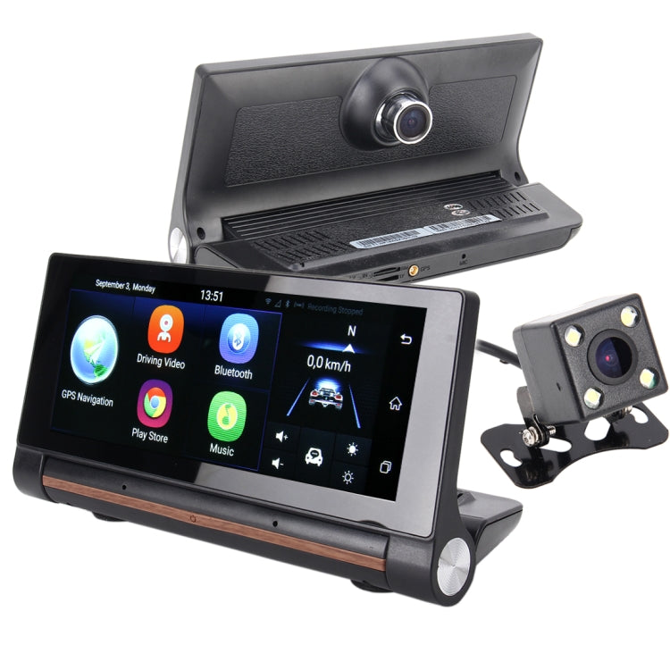 T1 Multi-functional Smart Car Rear View Mirror Video Record Camera Support TF Card / FM / Bluetooth Hands-free Function