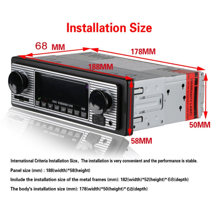 SX-5513 Car Stereo Radio MP3 Audio Player Support Bluetooth Hand-free Calling / FM / USB / SD (Not Included Any Memory Card)