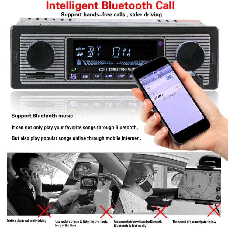 SX-5513 Car Stereo Radio MP3 Audio Player Support Bluetooth Hand-free Calling / FM / USB / SD (Not Included Any Memory Card)