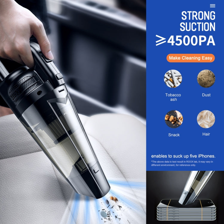 ROCK 100W 4500Pa Strong Suction Portable Car Vacuum Cleaner with LED Light, Cable Length: 5m, DC 12V