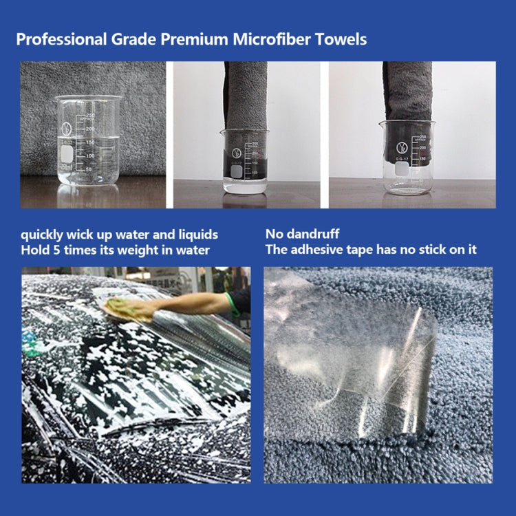 45 x 38cm Thickened Coral Velvet Absorbent Cleaning Drying Clean Cloth Car Care Wash Towel(Blue + Gray)