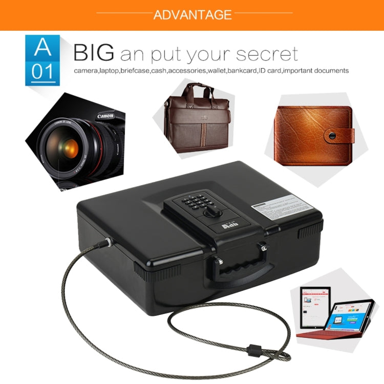 ADB-928 Portable Multi-functional Electronic Safe Storage Steel Plate Keyword + Rotation Button Box with Emergency Key
