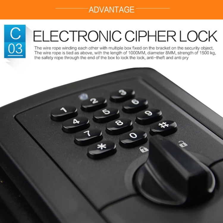 ADB-928 Portable Multi-functional Electronic Safe Storage Steel Plate Keyword + Rotation Button Box with Emergency Key