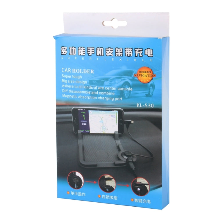 YL-530 Charging Cradle Dock Stand Anti-slip Silicone Pad Car Phone Holder, For iPhone, Galaxy, Huawei, Xiaomi, Sony, LG, HTC, Google and other Smartphones 2 in 1 Charging Cable