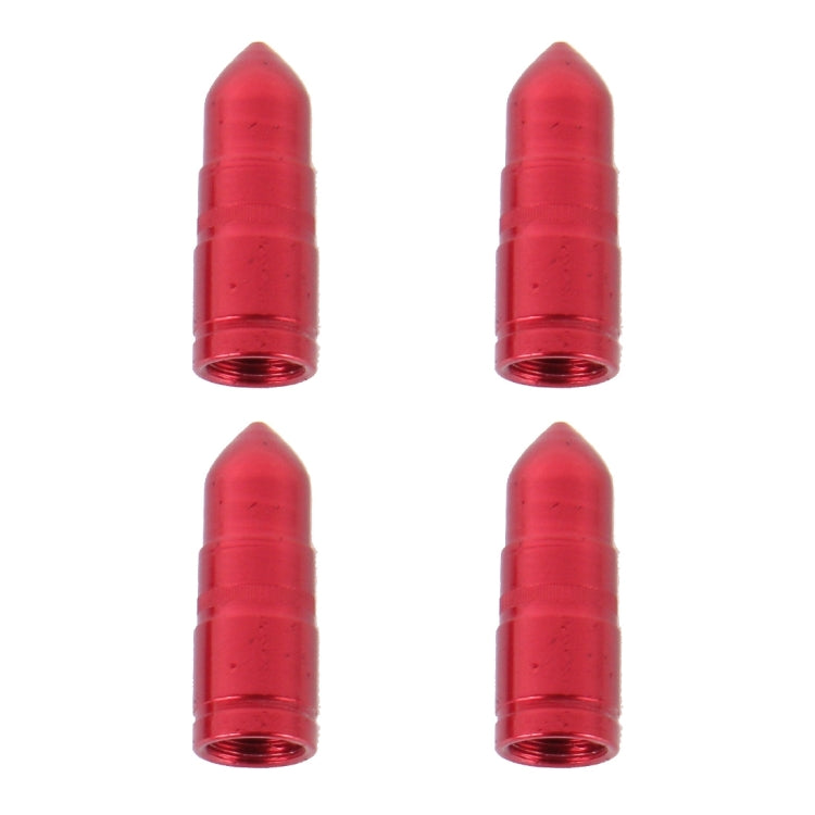 4 PCS Universal Bullet Shape Car Motor Bicycle Tire Valve Caps (Red)