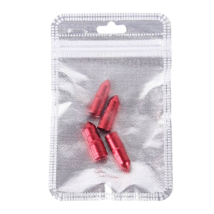 4 PCS Universal Bullet Shape Car Motor Bicycle Tire Valve Caps (Red)