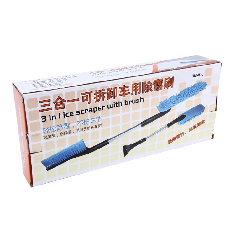 DM-010 3-in-1 Portable Snow Ice Removal Scraper Kit for Cars and Trucks, Ice Scraper+Snow Brush +Dash Duster Combination Any Two Head of the Three