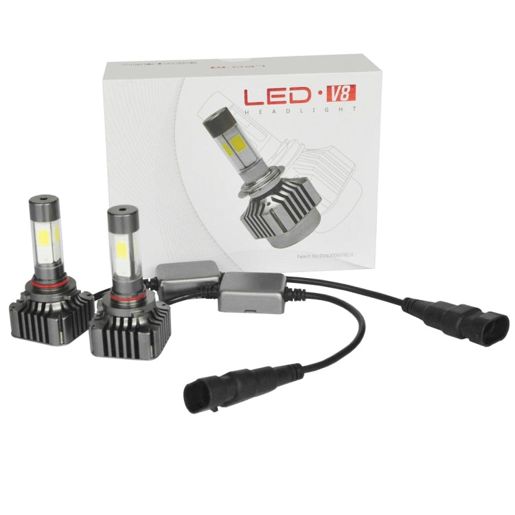 2 PCS WEIYAO V8s 9005 40W 9600LM 6000K White Light Car 4 COB LEDs Headlight Kit, DC 12-24V(Black)
