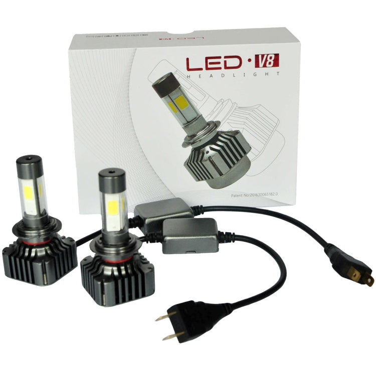2 PCS WEIYAO V8s H7 40W 9600LM 6000K White Light Car 4 COB LEDs Headlight Kit, DC 12-24V(Black)