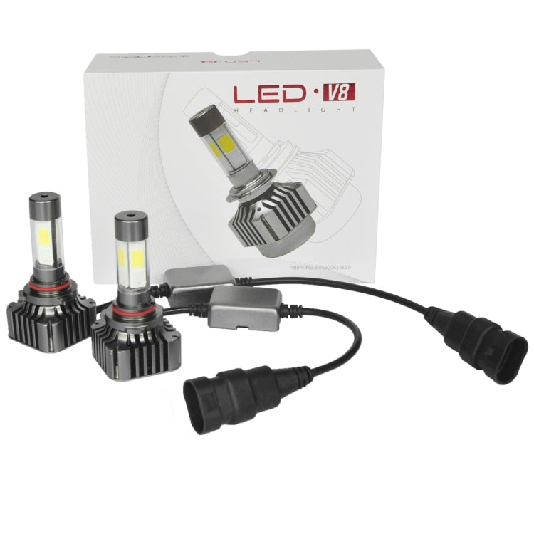 2 PCS WEIYAO V8s 9006 40W 9600LM 6000K White Light Car 4 COB LEDs Headlight Kit, DC 12-24V(Black)