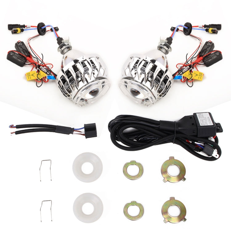 IPHCAR F2S 2 PCS H1 2.5 inch 12V Double Light Bi-Xenon Projector Lens Headlight with Light Bulb for Right Driving