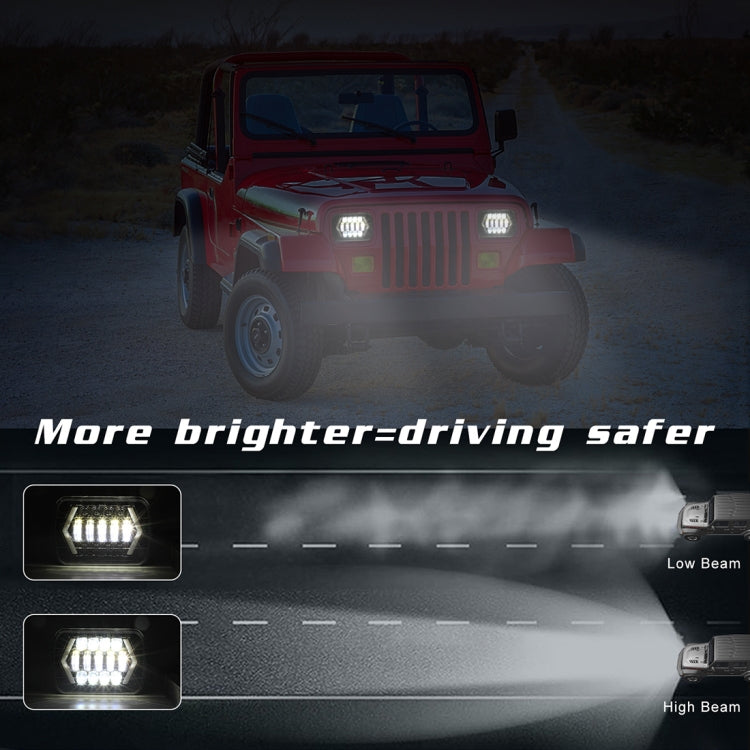 7 inch H4 DC 9V-30V 3000LM 6000K 30W IP67 8LED Lamp Beads Car Square Shape LED Headlight Lamps for Jeep Wrangler