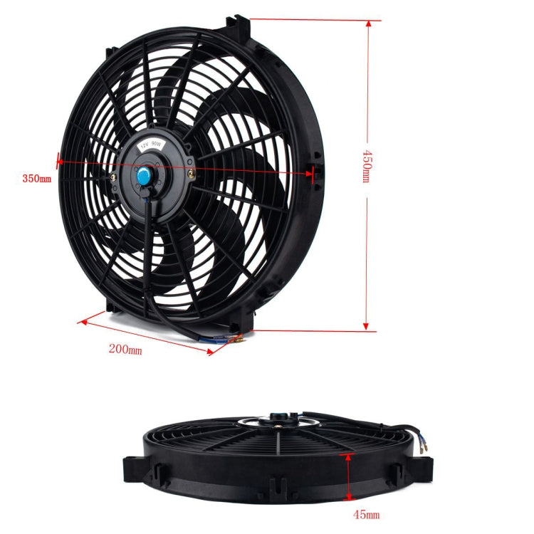 12V 90W 14 inch Car Cooling Fan High-power Modified Tank Fan Cooling Fan Powerful Auto Fan Mini Air Conditioner for Car
