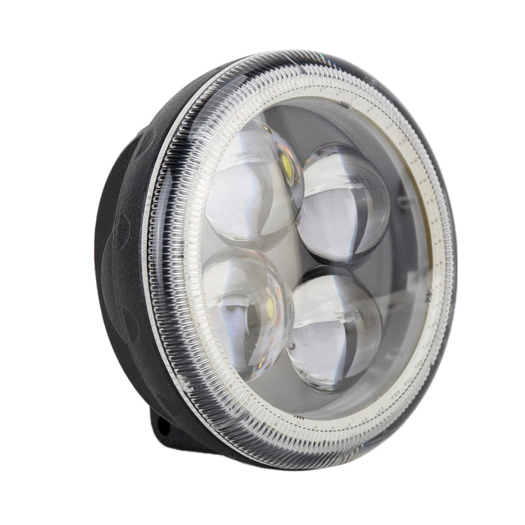 10W 6000K 800LM 4 LED White Motorcycle Headlight Lamp with Red Angle Eye Lamp, DC 9-36V
