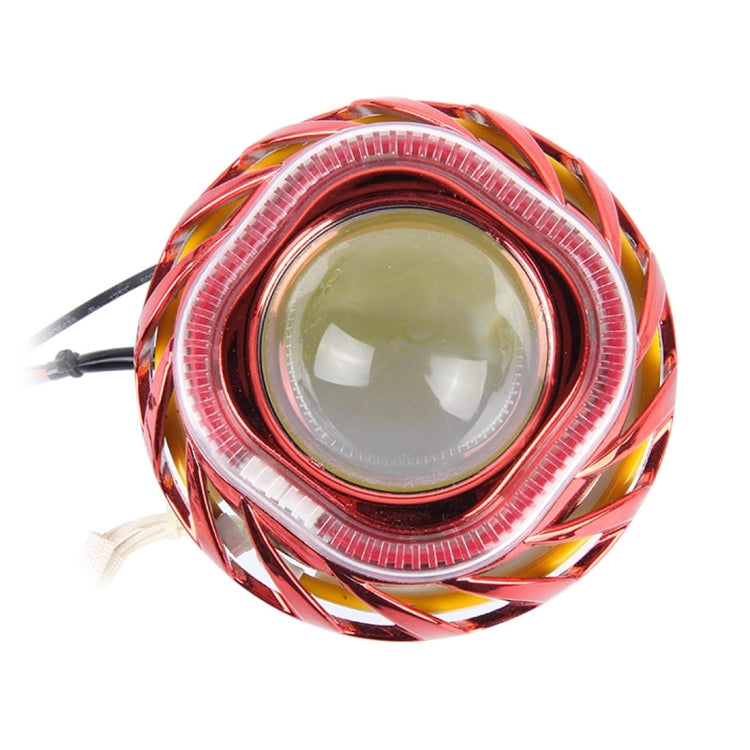 15W 6500K 2000LM 4 LED White Motorcycle Headlight Lamp with Yellow Red Angle Eye Lamp And Blue Devil Eye Lamp, DC 9-36V Cable Length: 45cm