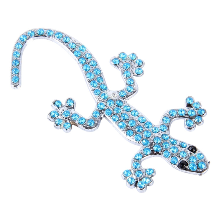 3D Car Wall Decal Stickers Metal Gecko Texture Shape With Blue Diamond, Realistic Rich-design Car Decoration