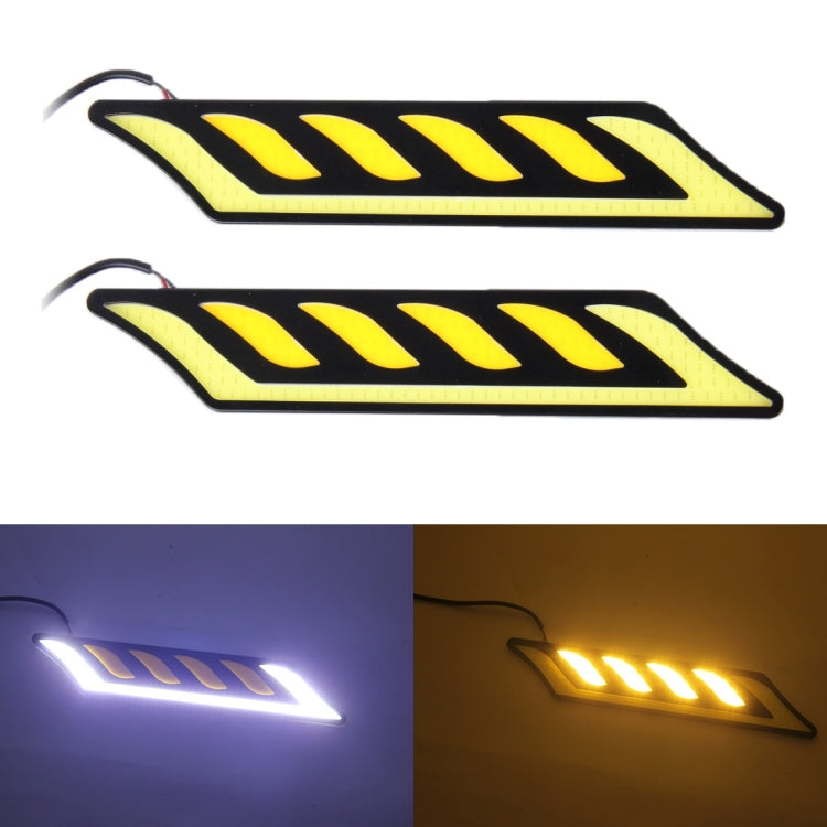 2 PCS 10W 6000K 800LM Car DRL Daytime Running Lights Lamp(White Light + Yellow Light), DC 12V