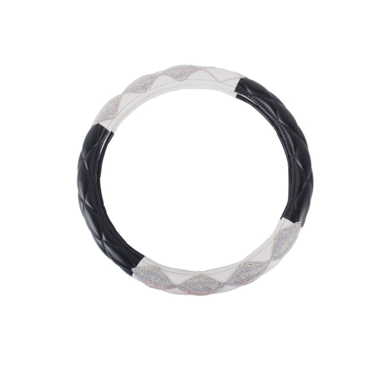 The Color Black And White Leather Car Steering Wheel Cover Sets Four Seasons General With Diamond