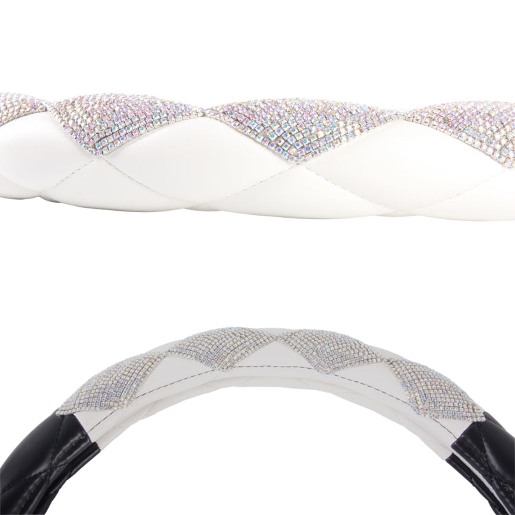 The Color Black And White Leather Car Steering Wheel Cover Sets Four Seasons General With Diamond