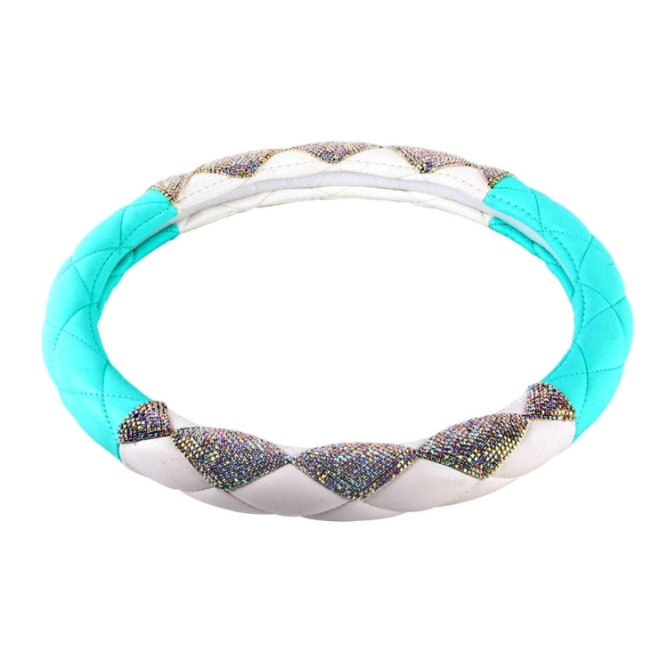 The Color Green And White Leather Car Steering Wheel Cover Sets Four Seasons General With Diamond