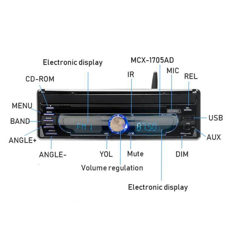 1705AD HD 7 inch 1 Din Universal Car DVD MP5 Player GPS Navigation Multimedia Player Bluetooth Stereo Radio, Support FM & WiFi, Middle East Map