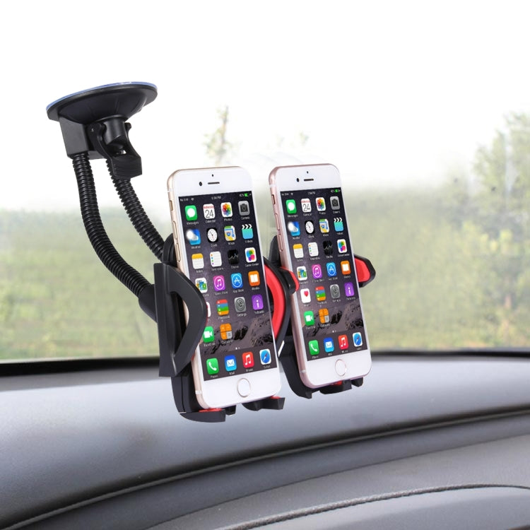 Suction Cup Couple Car Mount Holder Stand Suction Bracket with Adjustable Goose Neck for GPS & PDA & MP4, For iPhone, Samsung, Huawei, Xiaomi, HTC and Other Smartphones