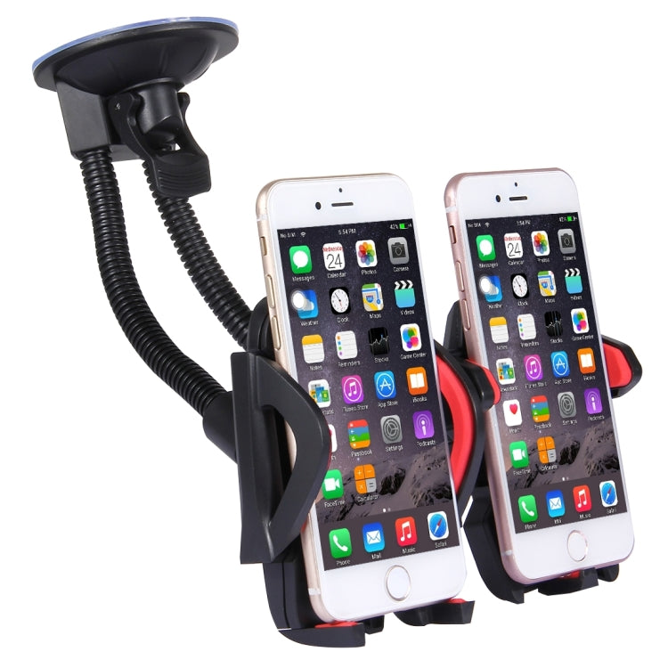 Suction Cup Couple Car Mount Holder Stand Suction Bracket with Adjustable Goose Neck for GPS & PDA & MP4, For iPhone, Samsung, Huawei, Xiaomi, HTC and Other Smartphones