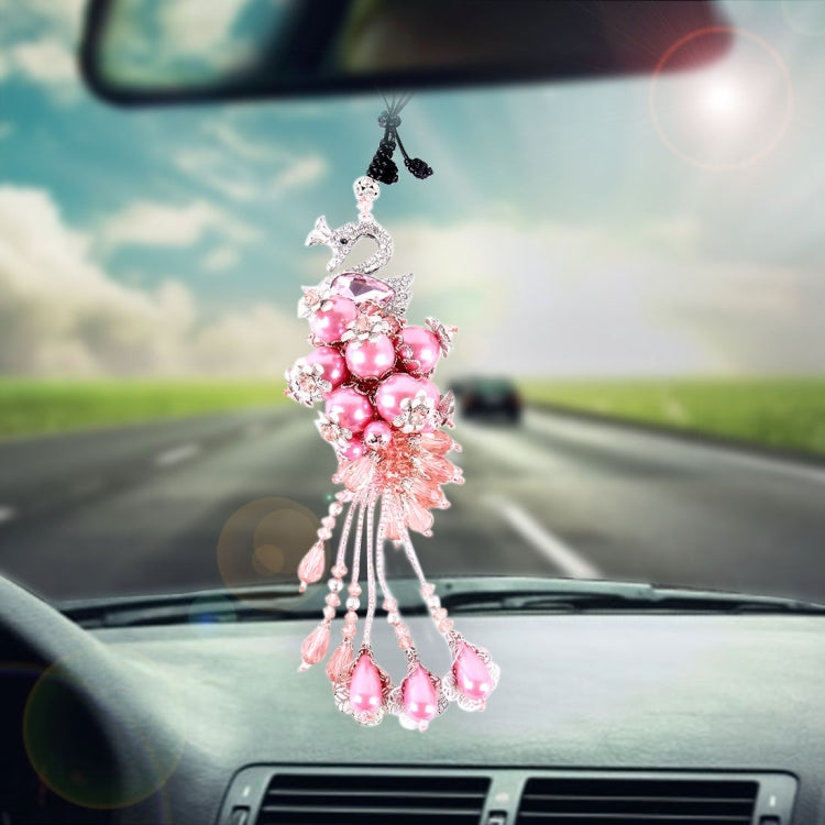 Lovely Car Ornaments Plastic Flower Crystal Style Hanging Decoration