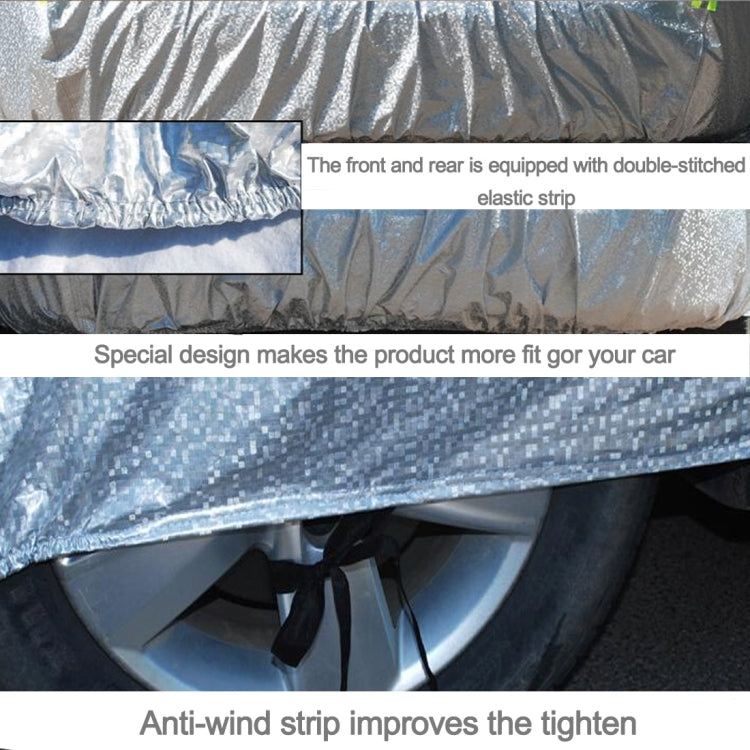 Aluminum Film PEVA Cotton Wool Anti-Dust Waterproof Sunproof Anti-frozen Anti-scratch Heat Dissipation SUV Car Cover with Warning Strips, Fits Cars up 5.1m(199 inch) in Length