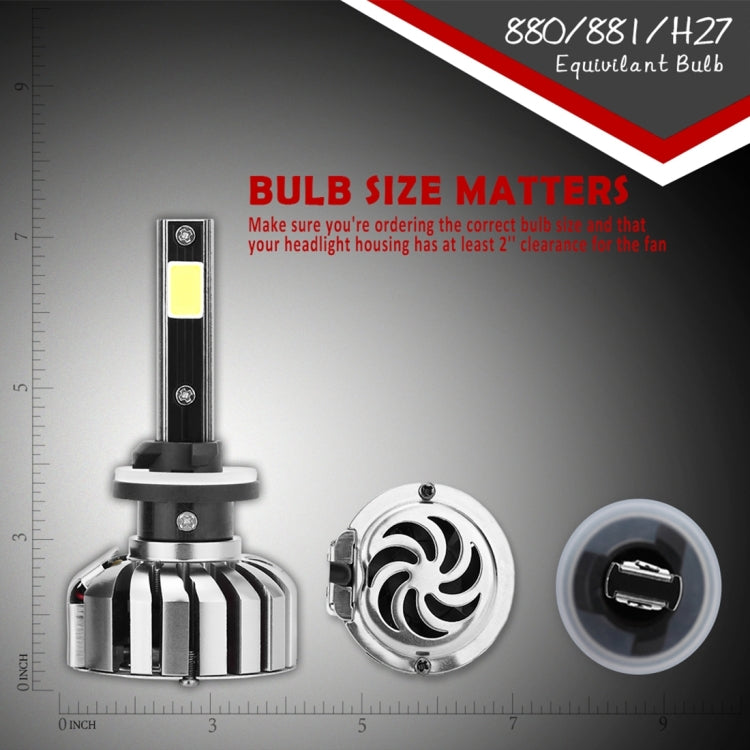 2 PCS N7 880/881 40W 4000 LM 6000K Waterproof IP68 Car Auto LED Headlight with 2 COB LED Lamps, DC 9-36V(White Light)