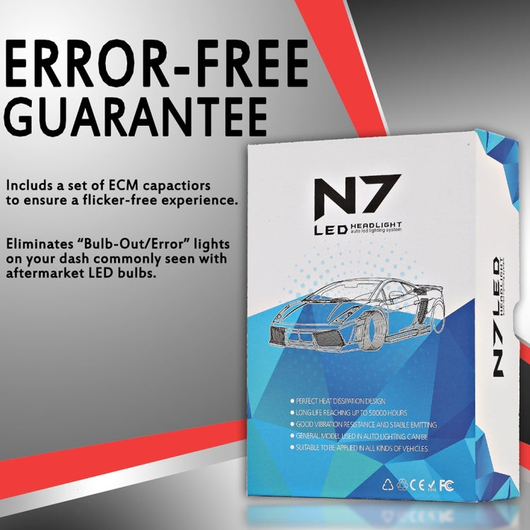 2 PCS N7 9005 40W 4000 LM 6000K Waterproof IP68 Car Auto LED Headlight with 2 COB LED Lamps, DC 9-36V(White Light)