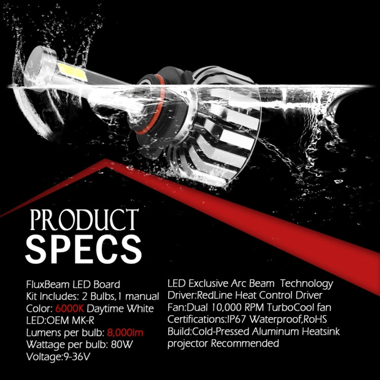 2 PCS N7  9006 40W 4000 LM 6000K Waterproof IP68 Car Auto LED Headlight with 2 COB LED Lamps, DC 9-36V(White Light)