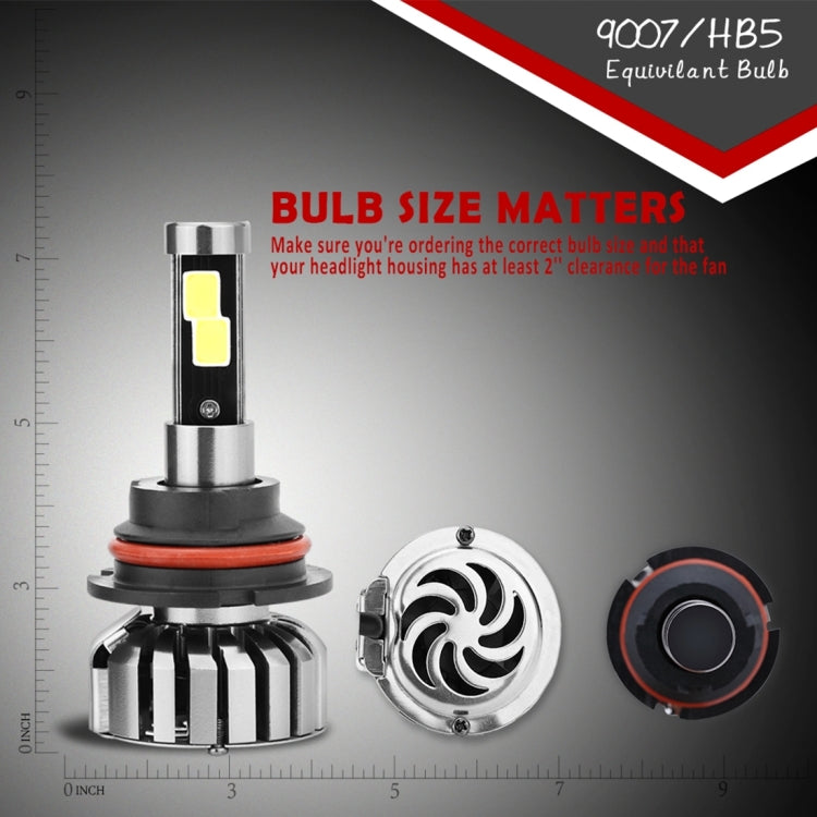 2 PCS N7 9007 40W 4000 LM 6000K Waterproof IP68 Car Auto LED Headlight with 2 COB LED Lamps, DC 9-36V(White Light)