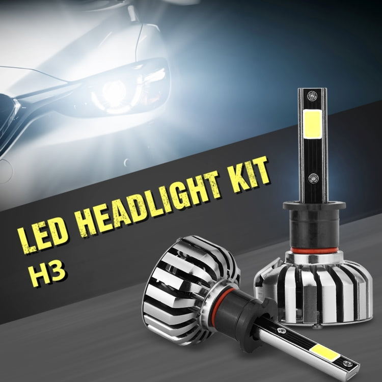 2 PCS N7 H3 40W 4000 LM 6000K Waterproof IP68 Car Auto LED Headlight with 2 COB LED Lamps, DC 9-36V(White Light)