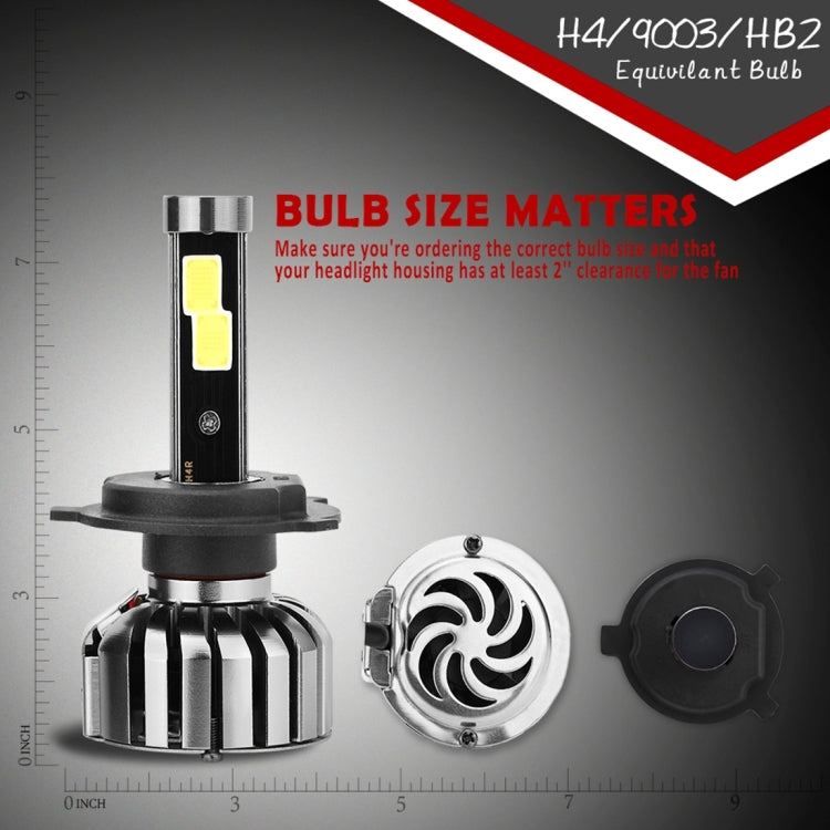 2 PCS N7 H4 40W 4000 LM 6000K Waterproof IP68 Car Auto LED Headlight with 2 COB LED Lamps, DC 9-36V(White Light)