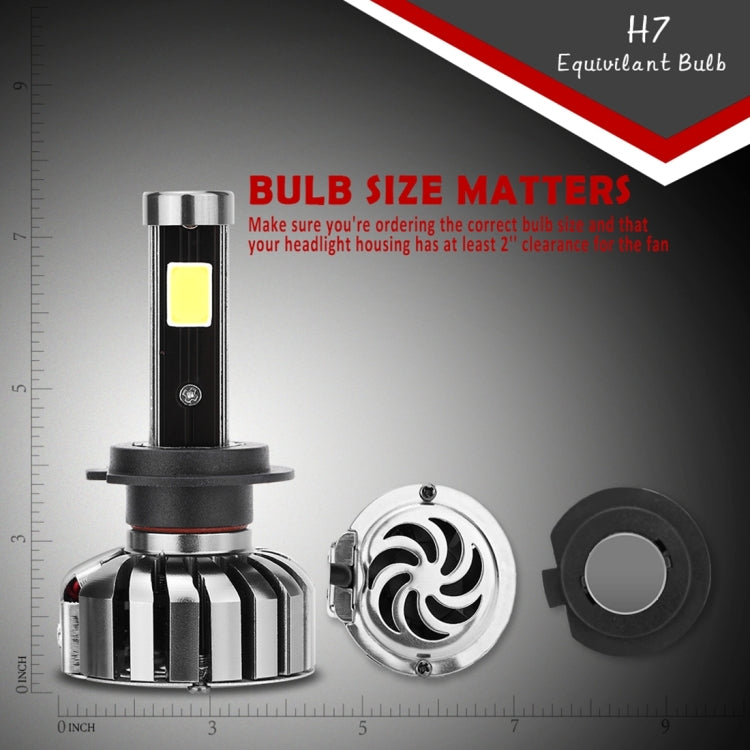 2 PCS N7 H7 40W 4000 LM 6000K Waterproof IP68 Car Auto LED Headlight with 2 COB LED Lamps, DC 9-36V(White Light)