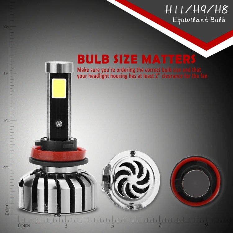 2 PCS N7 H8/H9/H11 40W 4000 LM 6000K Waterproof IP68 Car Auto LED Headlight with 2 COB LED Lamps, DC 9-36V(White Light)