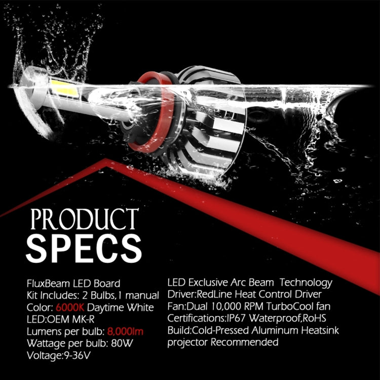 2 PCS N7 H8/H9/H11 40W 4000 LM 6000K Waterproof IP68 Car Auto LED Headlight with 2 COB LED Lamps, DC 9-36V(White Light)