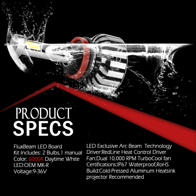 2 PCS N7 H8/H9/H11 40W 4000 LM 6000K Waterproof IP68 Car Auto LED Headlight with 2 COB LED Lamps, DC 9-36V(White Light)