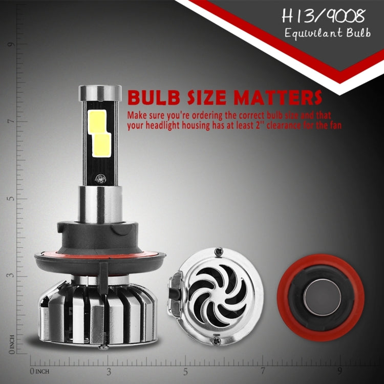 2 PCS N7  H13 40W 4000 LM 6000K Waterproof IP68 Car Auto LED Headlight with 2 COB LED Lamps, DC 9-36V(White Light)