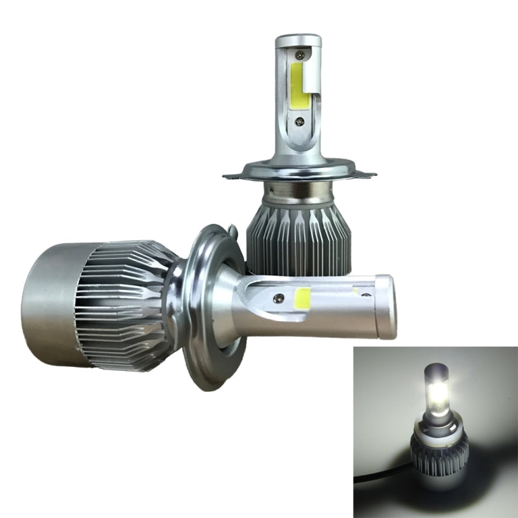 2pcs H4 18W 1800LM 6000K Waterproof IP68 Car Auto LED Headlight with 2 COB LED Lamps, DC 9-36V(White Light)