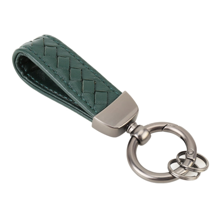 Car Metal + Braided Leather Key Ring Keychain
