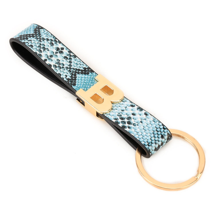 Car Metal + Colored Leather Key Ring Letter B Keychain