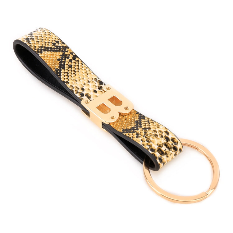 Car Metal + Colored Leather Key Ring Letter B Keychain