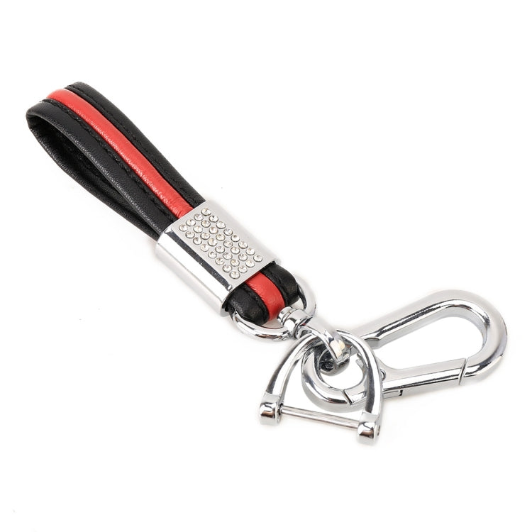 Car Metal Diamond + Leather Key Ring Keychain Random Color Delivery