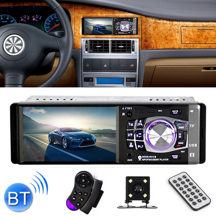4012B HD 1 Din 4.1 inch Car Bluetooth Radio Receiver MP5 Player, Support FM & TF Card, with Steering Wheel Remote Control