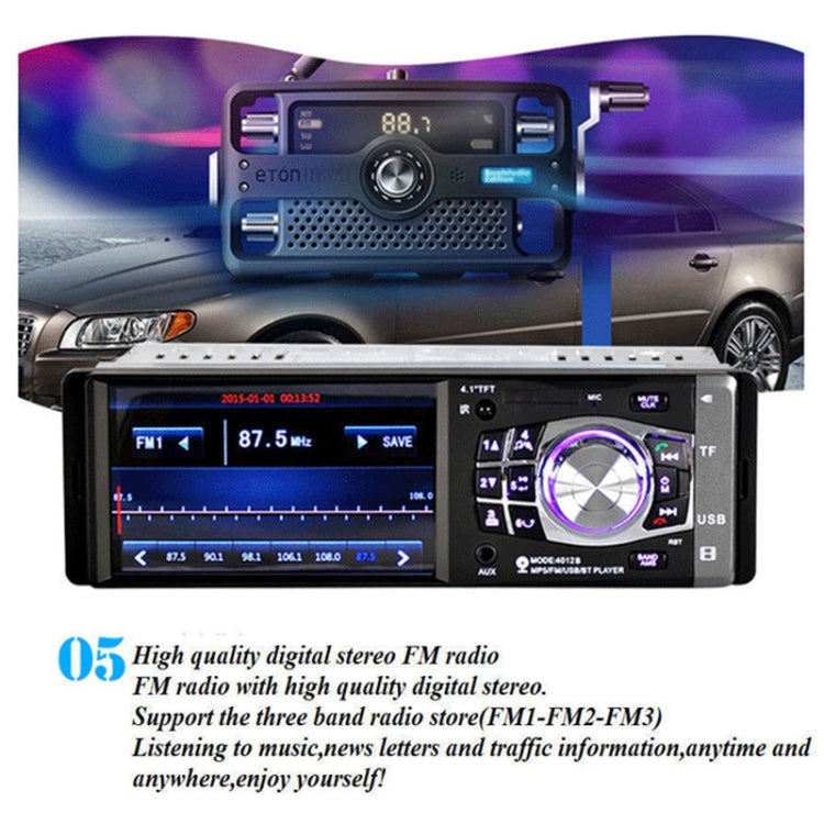 4012B HD 1 Din 4.1 inch Car Bluetooth Radio Receiver MP5 Player, Support FM & TF Card, with Steering Wheel Remote Control